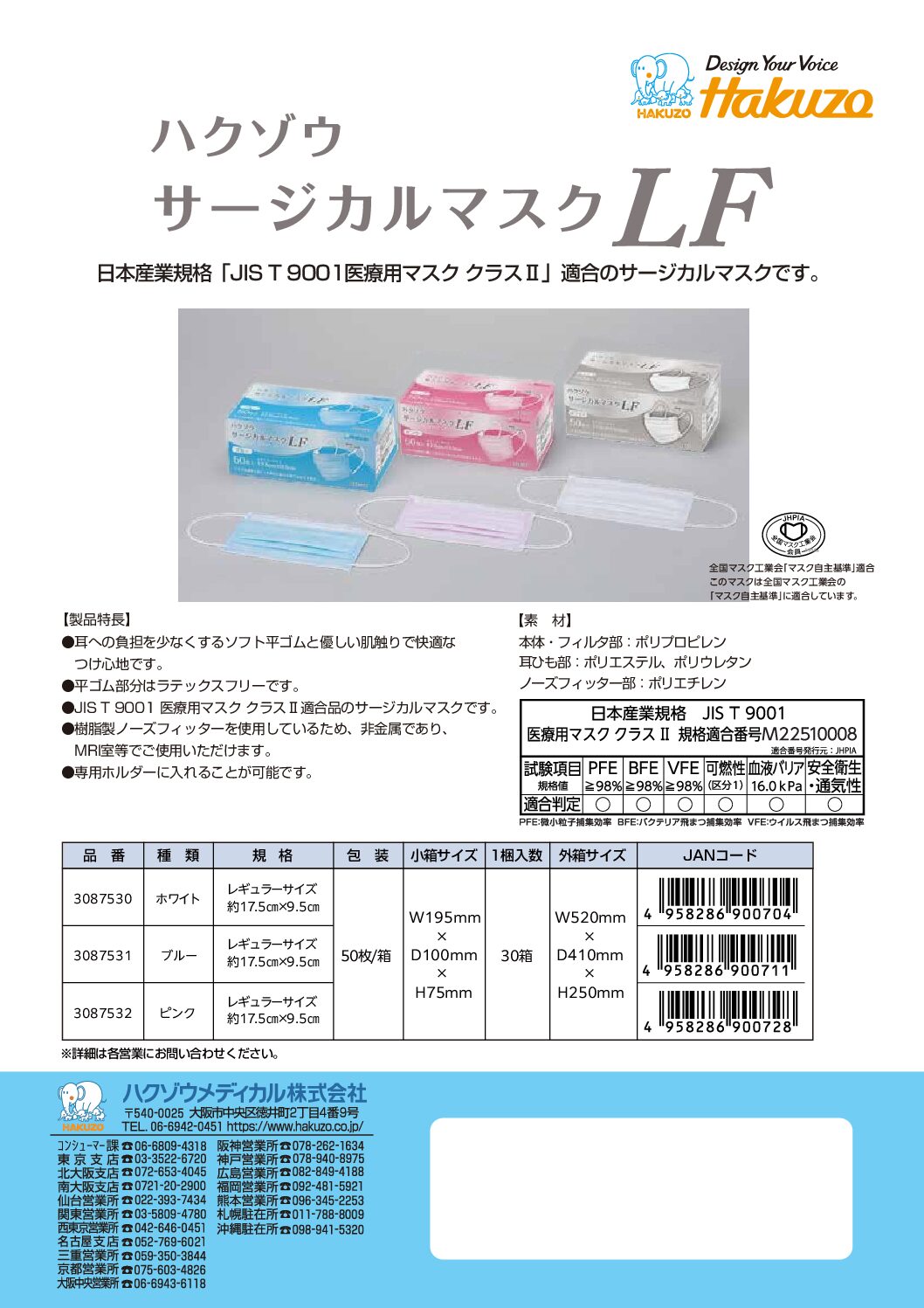 ハクゾウサージカルマスクLF